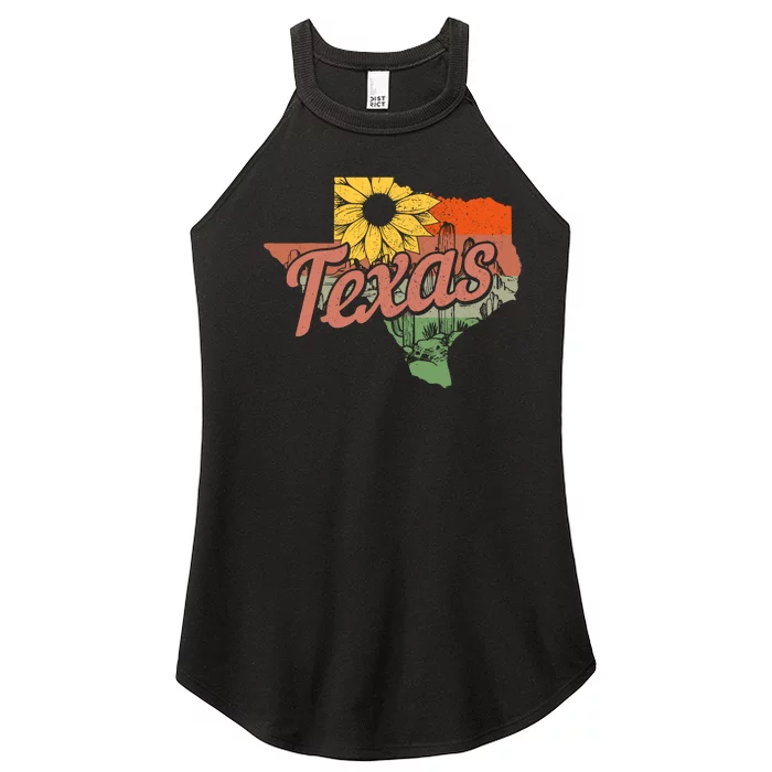 Texas Tx State Map Pride Vintage Women’s Perfect Tri Rocker Tank