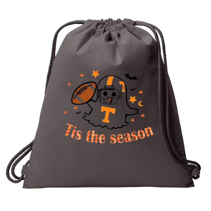 Tis The Season Halloween Football Ghost Tennessee Football Drawstring Bag