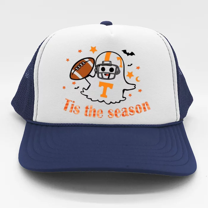 Tis The Season Halloween Football Ghost Tennessee Football Trucker Hat