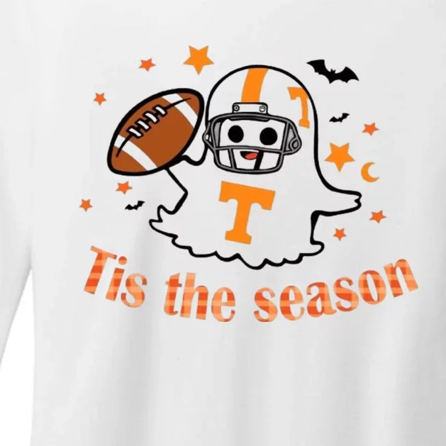 Tis The Season Halloween Football Ghost Tennessee Football Womens CVC Long Sleeve Shirt