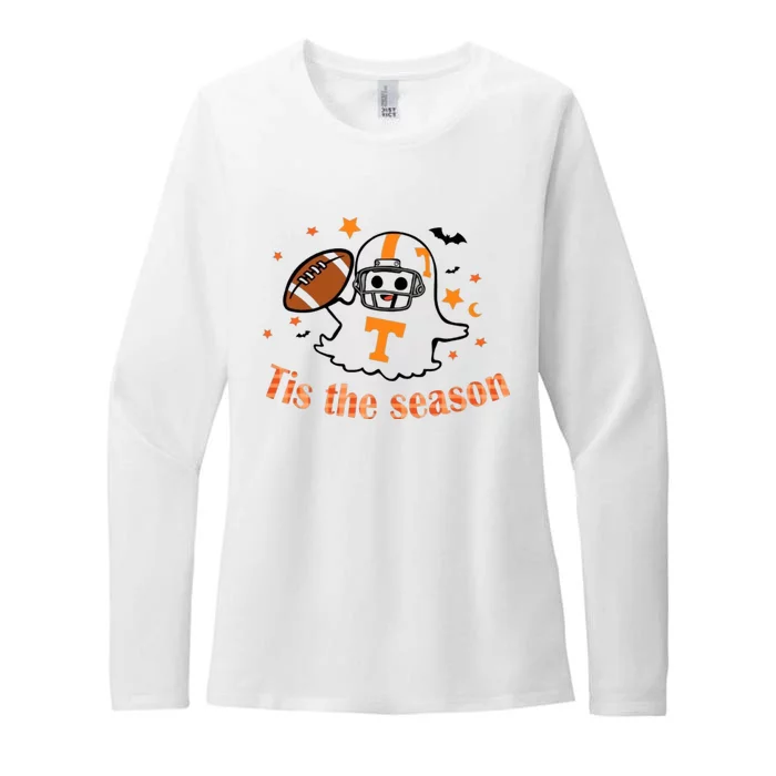 Tis The Season Halloween Football Ghost Tennessee Football Womens CVC Long Sleeve Shirt