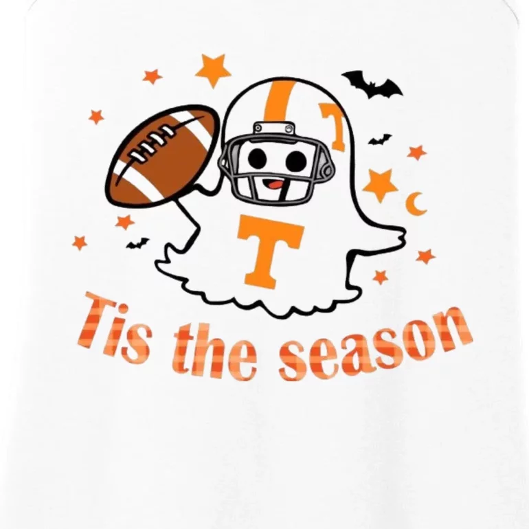 Tis The Season Halloween Football Ghost Tennessee Football Ladies Essential Tank