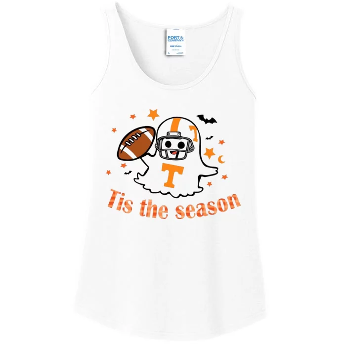 Tis The Season Halloween Football Ghost Tennessee Football Ladies Essential Tank