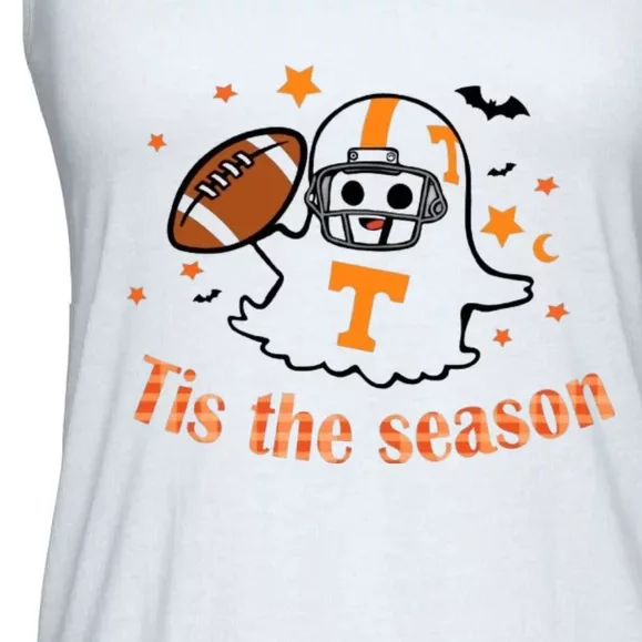 Tis The Season Halloween Football Ghost Tennessee Football Ladies Essential Flowy Tank