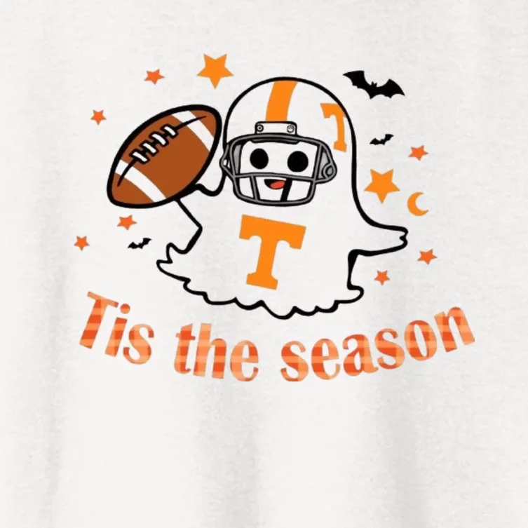 Tis The Season Halloween Football Ghost Tennessee Football Women's Crop Top Tee