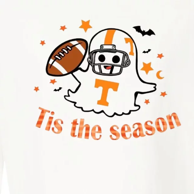 Tis The Season Halloween Football Ghost Tennessee Football Cropped Pullover Crew