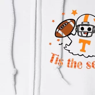 Tis The Season Halloween Football Ghost Tennessee Football Full Zip Hoodie