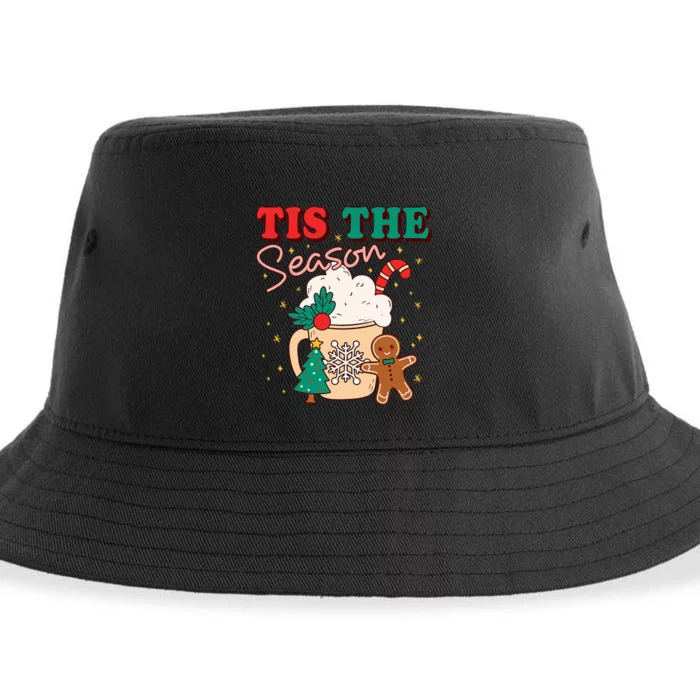 Tis The Season Christmas Tree Cake Gingerbread Santa Claus Cookies Sustainable Bucket Hat