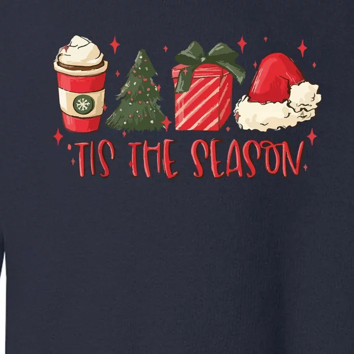 Tis The Season Christmas Coffee Lover Santa Claus Xmas Gifts Toddler Sweatshirt