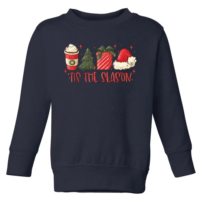 Tis The Season Christmas Coffee Lover Santa Claus Xmas Gifts Toddler Sweatshirt