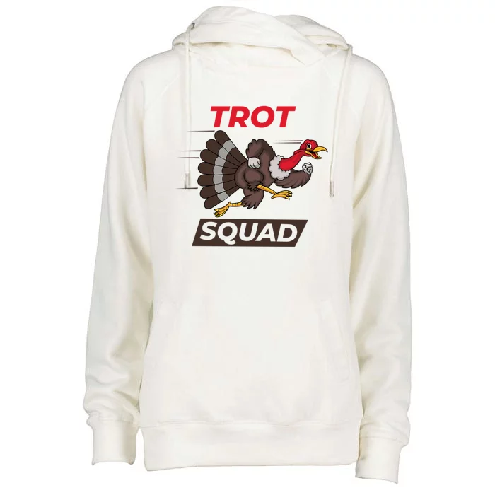 Turkey Trot Squad Funny Thanksgiving Running Costume Gift Womens Funnel Neck Pullover Hood