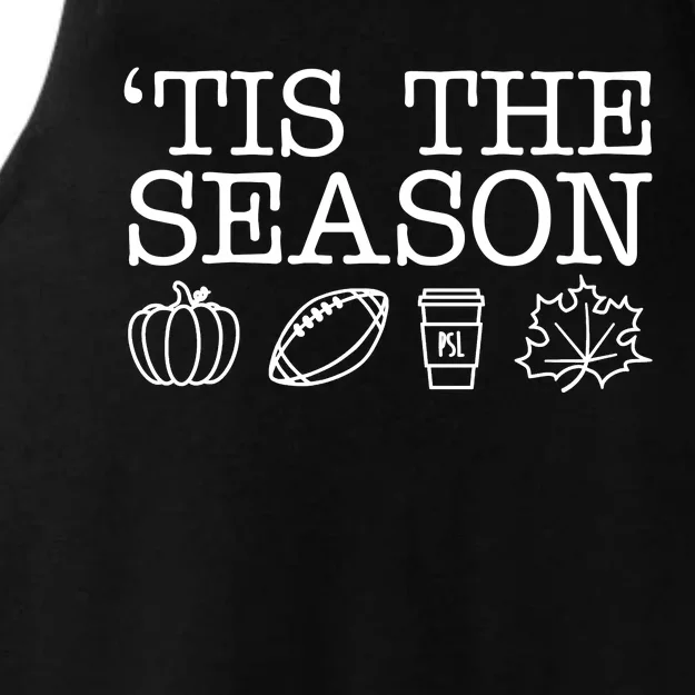 Tis The Season Football Fall Ladies Tri-Blend Wicking Tank