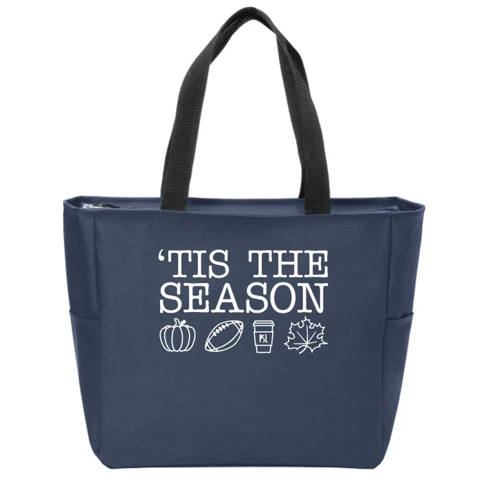 Tis The Season Football Fall Zip Tote Bag