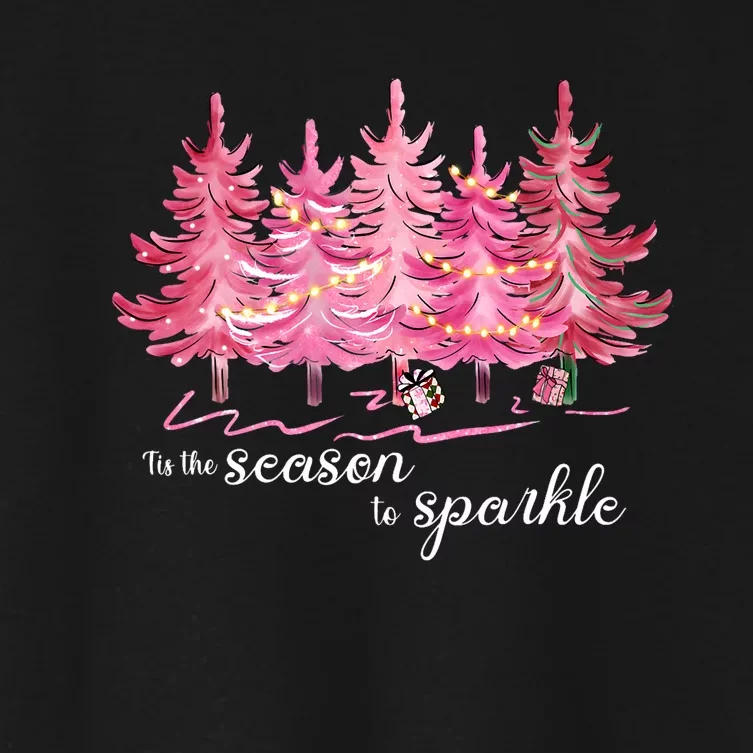 Tis The Season To Cute Christmas Tree Women's Crop Top Tee