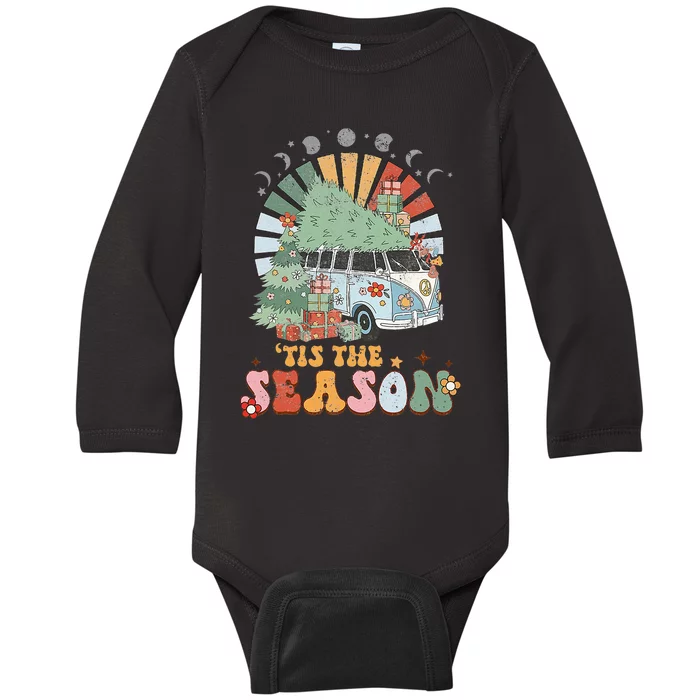 Tis' The Season Merry Camper Christmas Tree Baby Long Sleeve Bodysuit