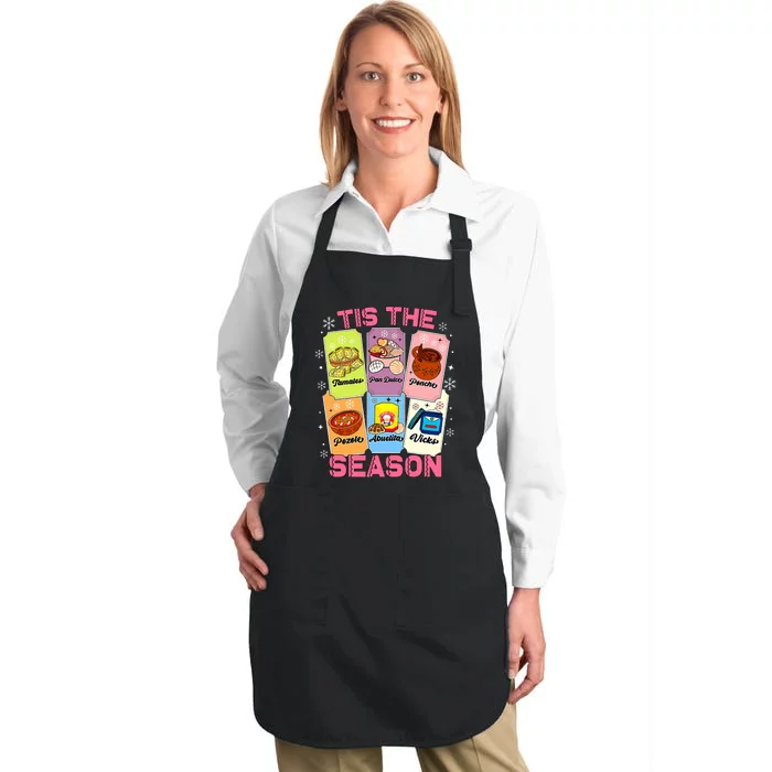 Tis The Season Xmas Card Mexican Christmas Pan Dulce Xmas Full-Length Apron With Pocket