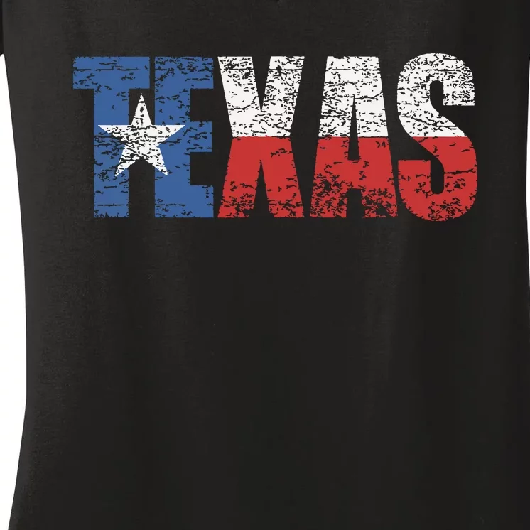 Texas Texas State Flag Distressed Women's V-Neck T-Shirt