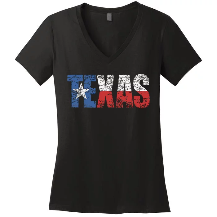 Texas Texas State Flag Distressed Women's V-Neck T-Shirt