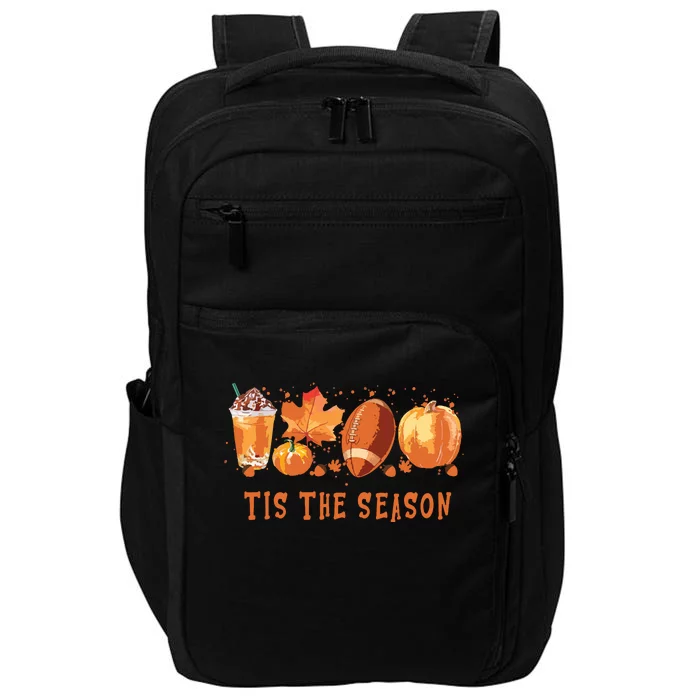 Tis The Season Leopard Pumpkin Football Halloween Fall Impact Tech Backpack