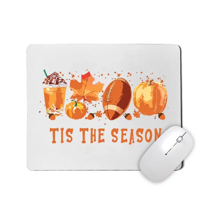 Tis The Season Leopard Pumpkin Football Halloween Fall Mousepad