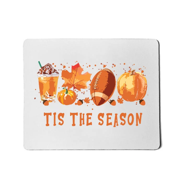 Tis The Season Leopard Pumpkin Football Halloween Fall Mousepad