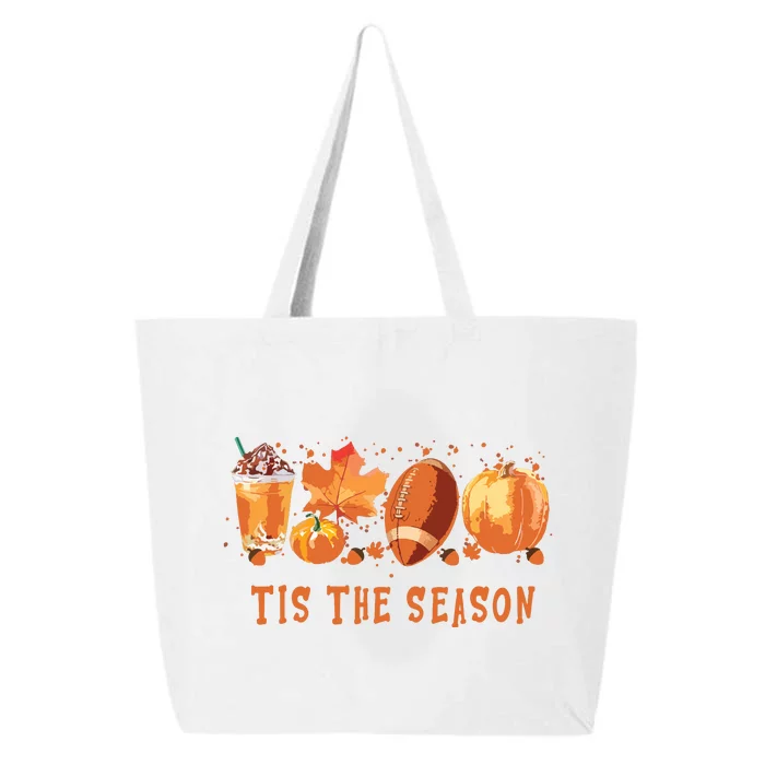 Tis The Season Leopard Pumpkin Football Halloween Fall 25L Jumbo Tote