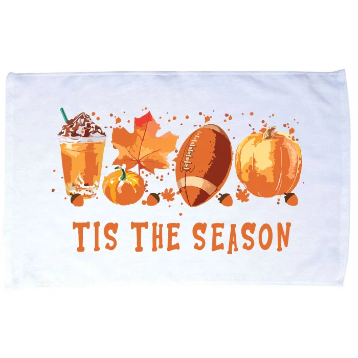 Tis The Season Leopard Pumpkin Football Halloween Fall Microfiber Hand Towel