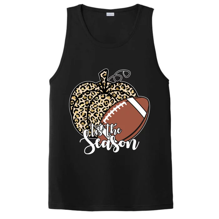 Tis The Season Leopard Pumpkin Football Fall Autumn Performance Tank