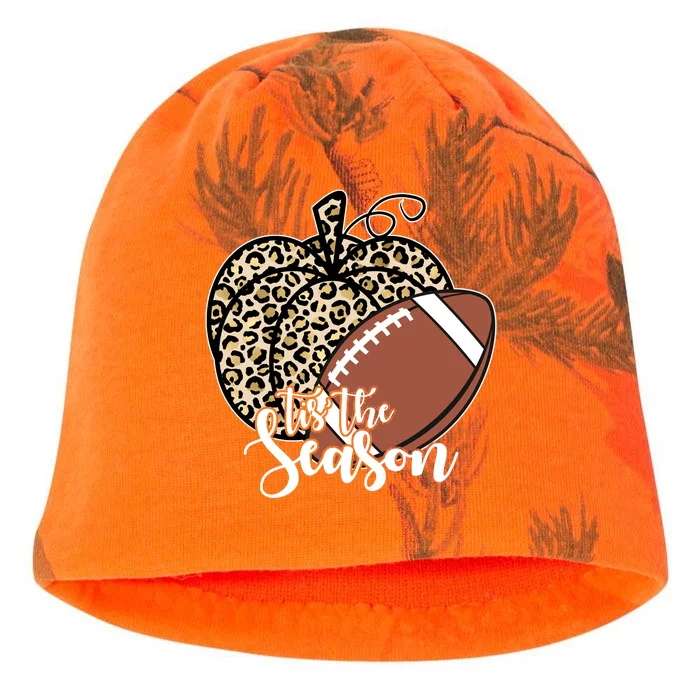 Tis The Season Leopard Pumpkin Football Fall Autumn Kati - Camo Knit Beanie