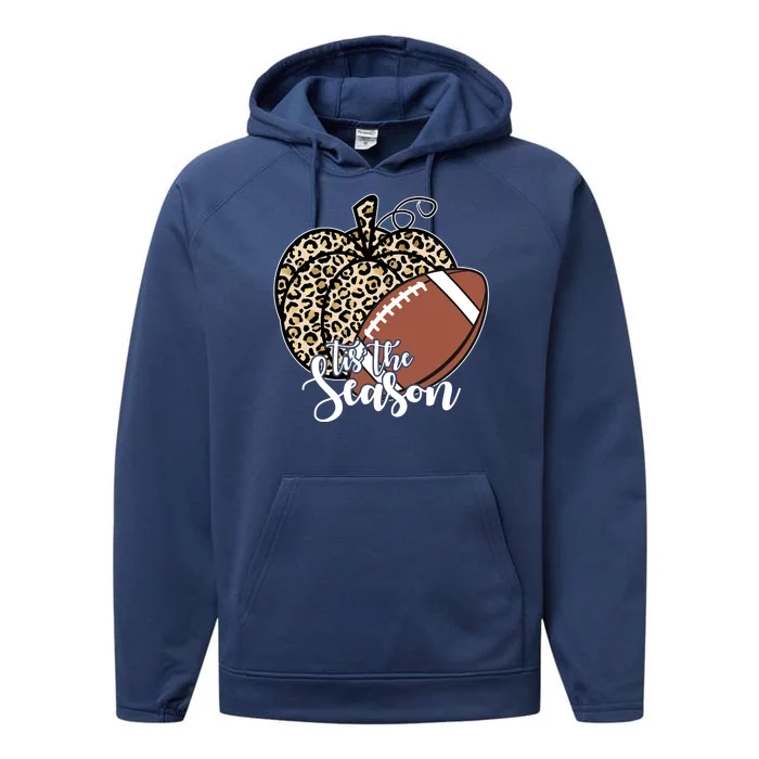 Tis The Season Leopard Pumpkin Football Fall Autumn Performance Fleece Hoodie