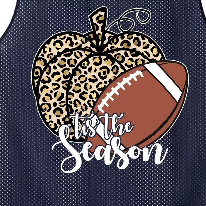 Tis The Season Leopard Pumpkin Football Fall Autumn Mesh Reversible Basketball Jersey Tank