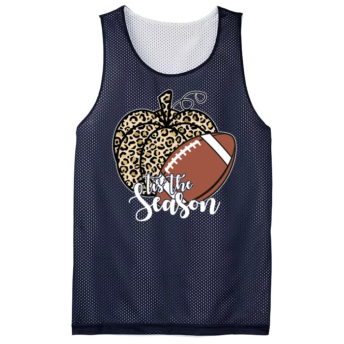 Tis The Season Leopard Pumpkin Football Fall Autumn Mesh Reversible Basketball Jersey Tank