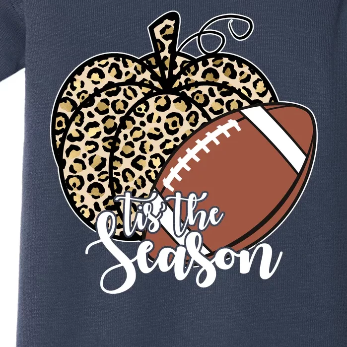 Tis The Season Leopard Pumpkin Football Fall Autumn Baby Bodysuit