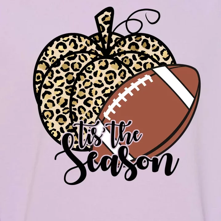 Tis The Season Leopard Pumpkin Football Fall Autumn Garment-Dyed Sweatshirt