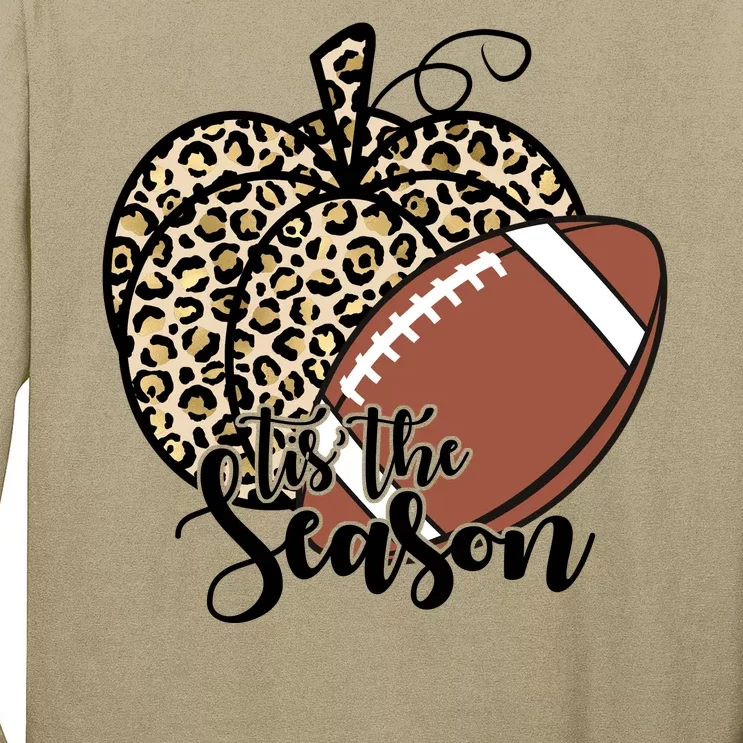 Tis The Season Leopard Pumpkin Football Fall Autumn Long Sleeve Shirt