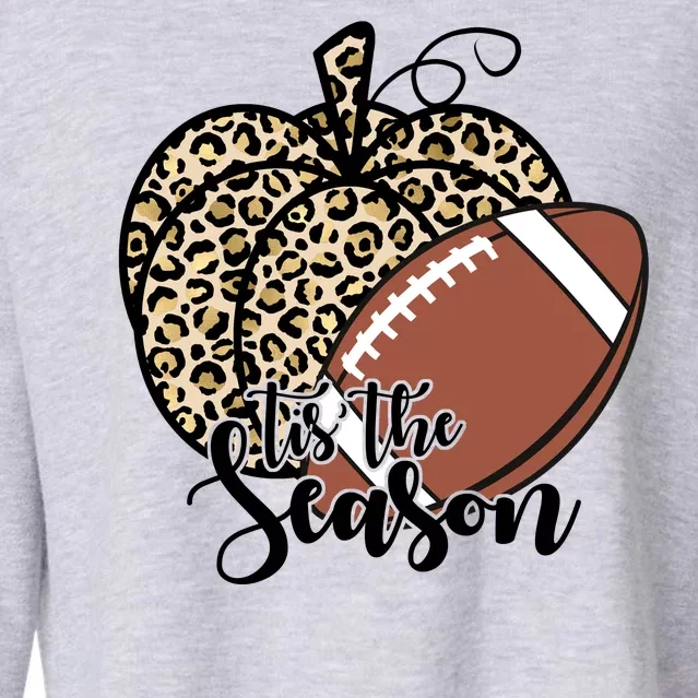 Tis The Season Leopard Pumpkin Football Fall Autumn Cropped Pullover Crew