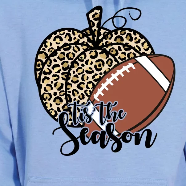 Tis The Season Leopard Pumpkin Football Fall Autumn Unisex Surf Hoodie