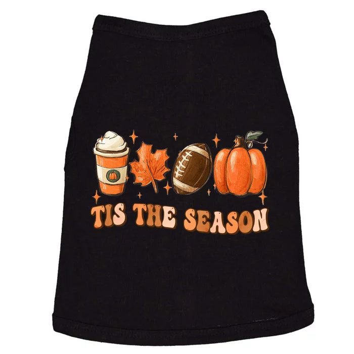 Tis The Season Pumpkin Leaf Latte Fall Thanksgiving Football Doggie Tank