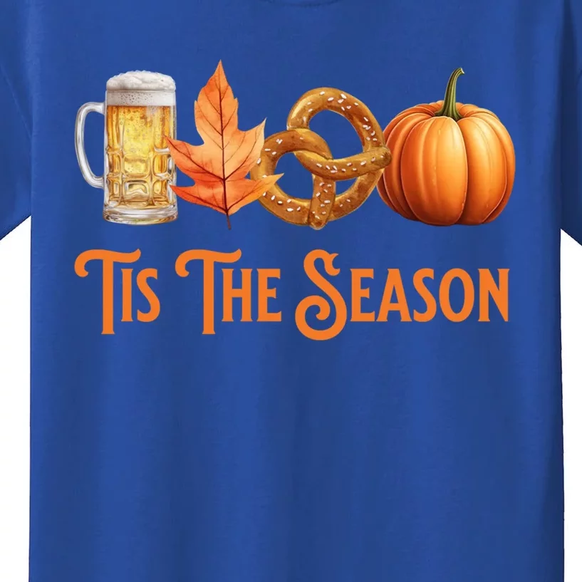 Tis The Season Pumpkin Beer Pretzel Fall Funny Oktoberfest Gift Kids T-Shirt