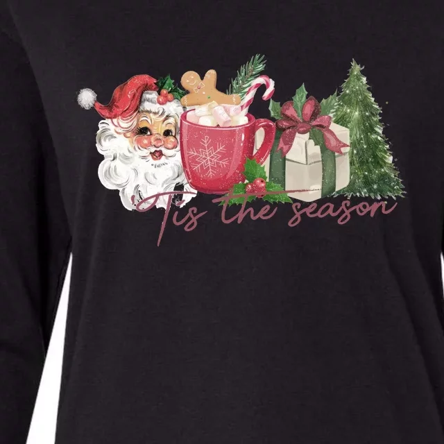 Tis The Season Cute Retro Christmas Tree  Santa Claus Funny Womens Cotton Relaxed Long Sleeve T-Shirt