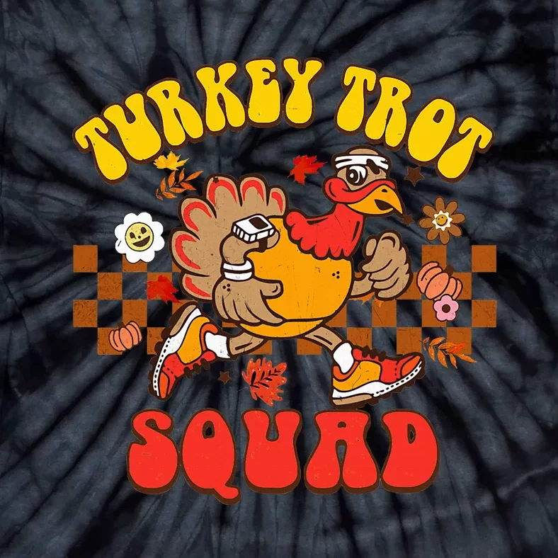 Turkey Trot Squad Funny Thanksgiving Running Fall Turkey Tie-Dye T-Shirt