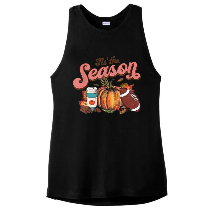 Tis' The Season Leopard Pumpkin Halloween Fall Autumn Retro Gift Ladies Tri-Blend Wicking Tank