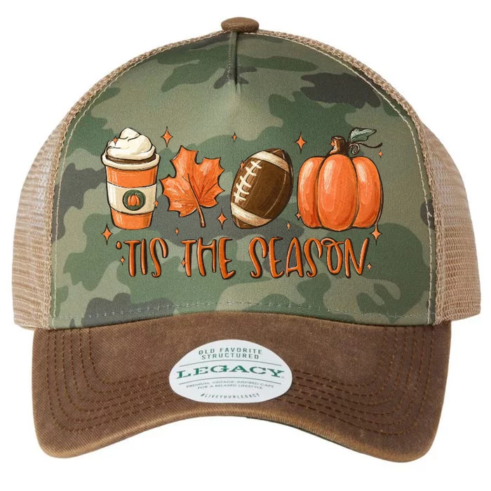 Tis The Season Fall Coffee Football Lover Legacy Tie Dye Trucker Hat