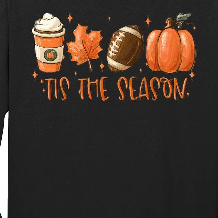 Tis The Season Fall Coffee Football Lover Long Sleeve Shirt