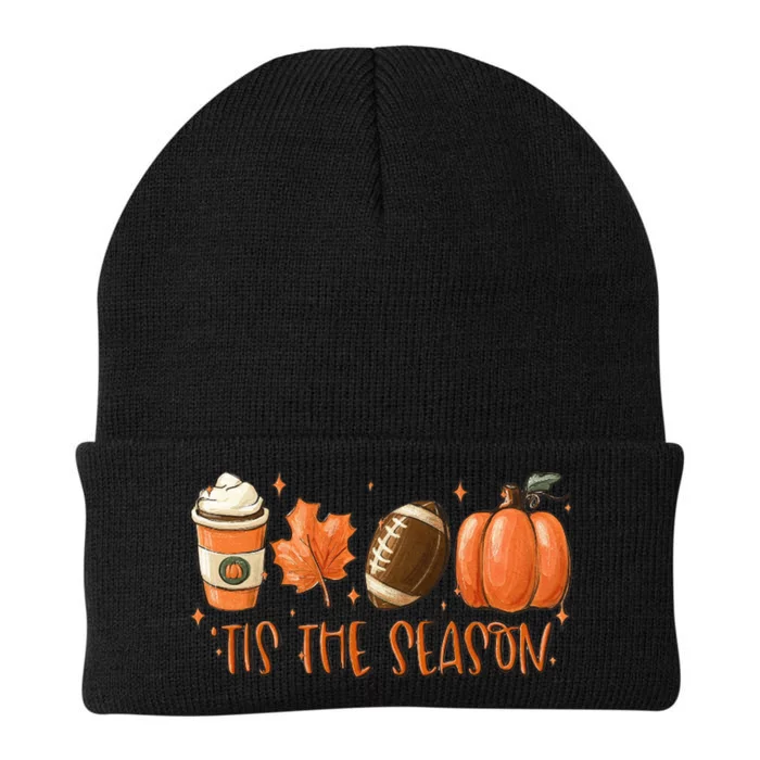 Tis The Season Fall Coffee Football Lover Knit Cap Winter Beanie