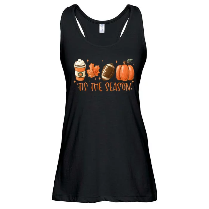 Tis The Season Fall Coffee Football Lover Ladies Essential Flowy Tank