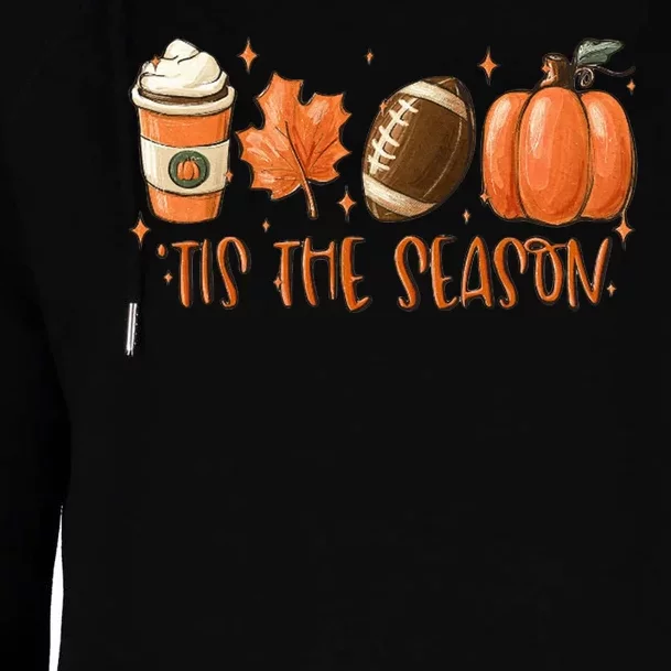 Tis The Season Fall Coffee Football Lover Womens Funnel Neck Pullover Hood