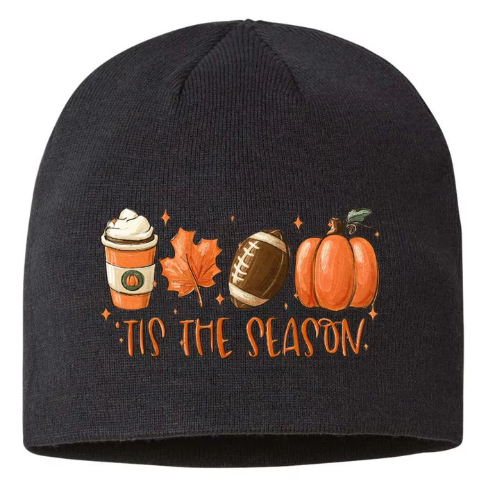 Tis The Season Fall Coffee Football Lover 8 1/2in Sustainable Knit Beanie