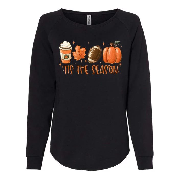 Tis The Season Fall Coffee Football Lover Womens California Wash Sweatshirt