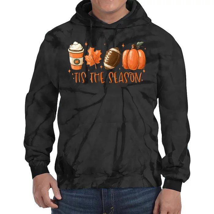 Tis The Season Fall Coffee Football Lover Tie Dye Hoodie